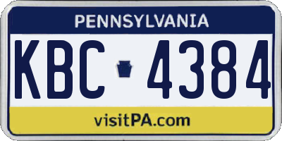 PA license plate KBC4384