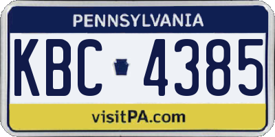 PA license plate KBC4385