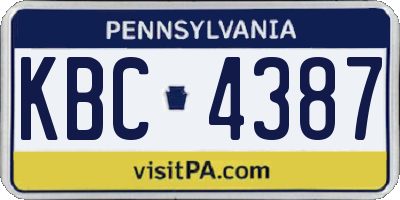 PA license plate KBC4387