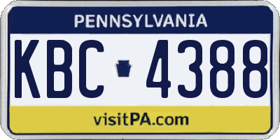 PA license plate KBC4388