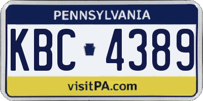 PA license plate KBC4389