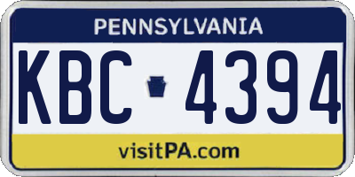 PA license plate KBC4394