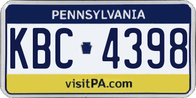 PA license plate KBC4398