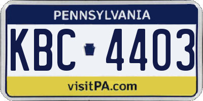 PA license plate KBC4403