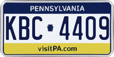 PA license plate KBC4409