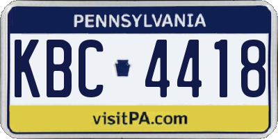 PA license plate KBC4418