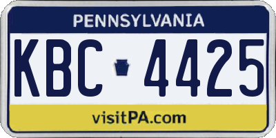 PA license plate KBC4425