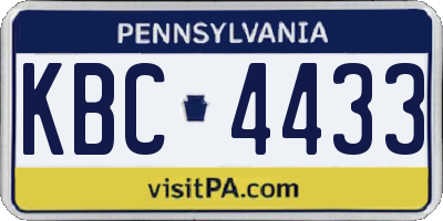 PA license plate KBC4433