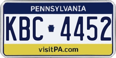 PA license plate KBC4452