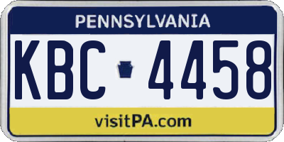 PA license plate KBC4458