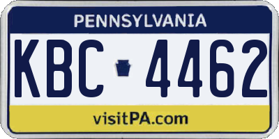 PA license plate KBC4462