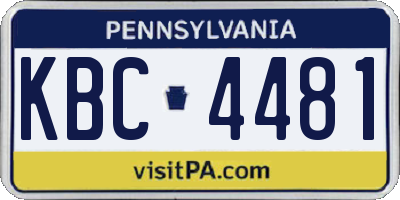 PA license plate KBC4481