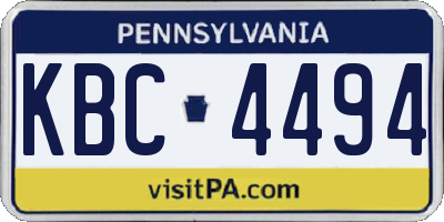 PA license plate KBC4494