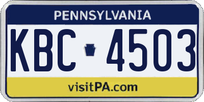 PA license plate KBC4503