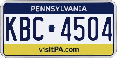 PA license plate KBC4504