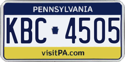 PA license plate KBC4505