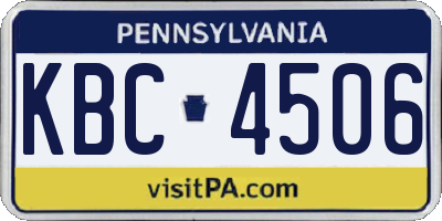 PA license plate KBC4506