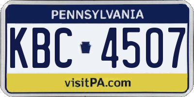 PA license plate KBC4507