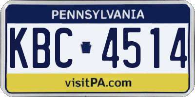 PA license plate KBC4514