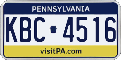 PA license plate KBC4516