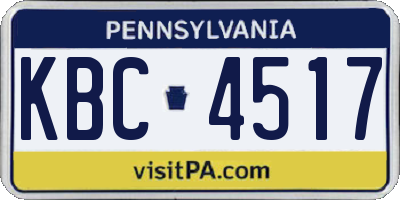 PA license plate KBC4517