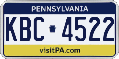 PA license plate KBC4522