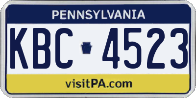 PA license plate KBC4523
