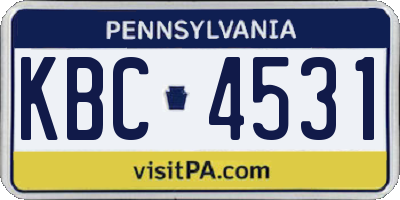 PA license plate KBC4531