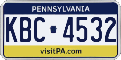 PA license plate KBC4532