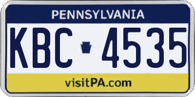 PA license plate KBC4535