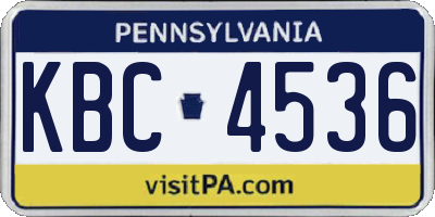 PA license plate KBC4536