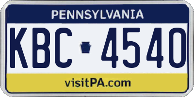PA license plate KBC4540