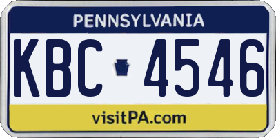 PA license plate KBC4546