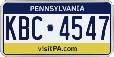 PA license plate KBC4547