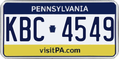PA license plate KBC4549