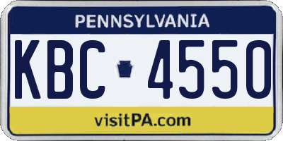 PA license plate KBC4550