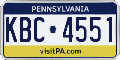 PA license plate KBC4551