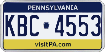 PA license plate KBC4553