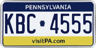 PA license plate KBC4555