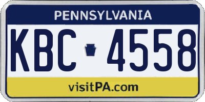 PA license plate KBC4558