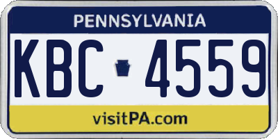 PA license plate KBC4559