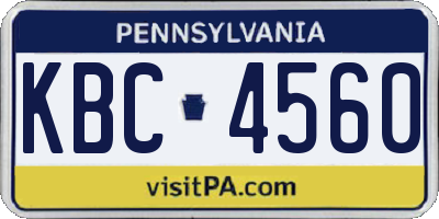 PA license plate KBC4560