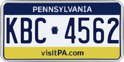PA license plate KBC4562