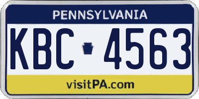 PA license plate KBC4563