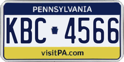 PA license plate KBC4566