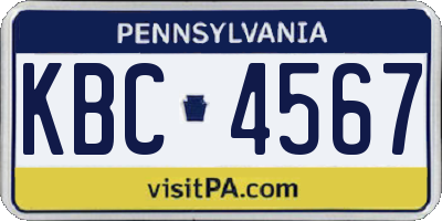 PA license plate KBC4567