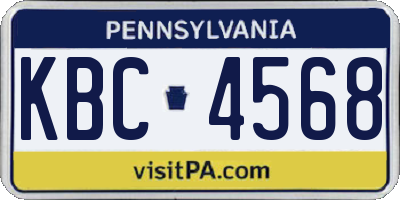 PA license plate KBC4568