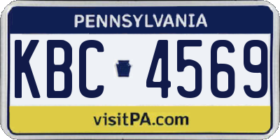 PA license plate KBC4569