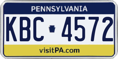 PA license plate KBC4572