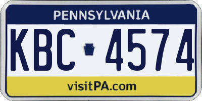 PA license plate KBC4574